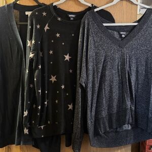 3 Sweater Set Buffalo Sweater with Star Print, Buffalo Grey, Black Cardigan